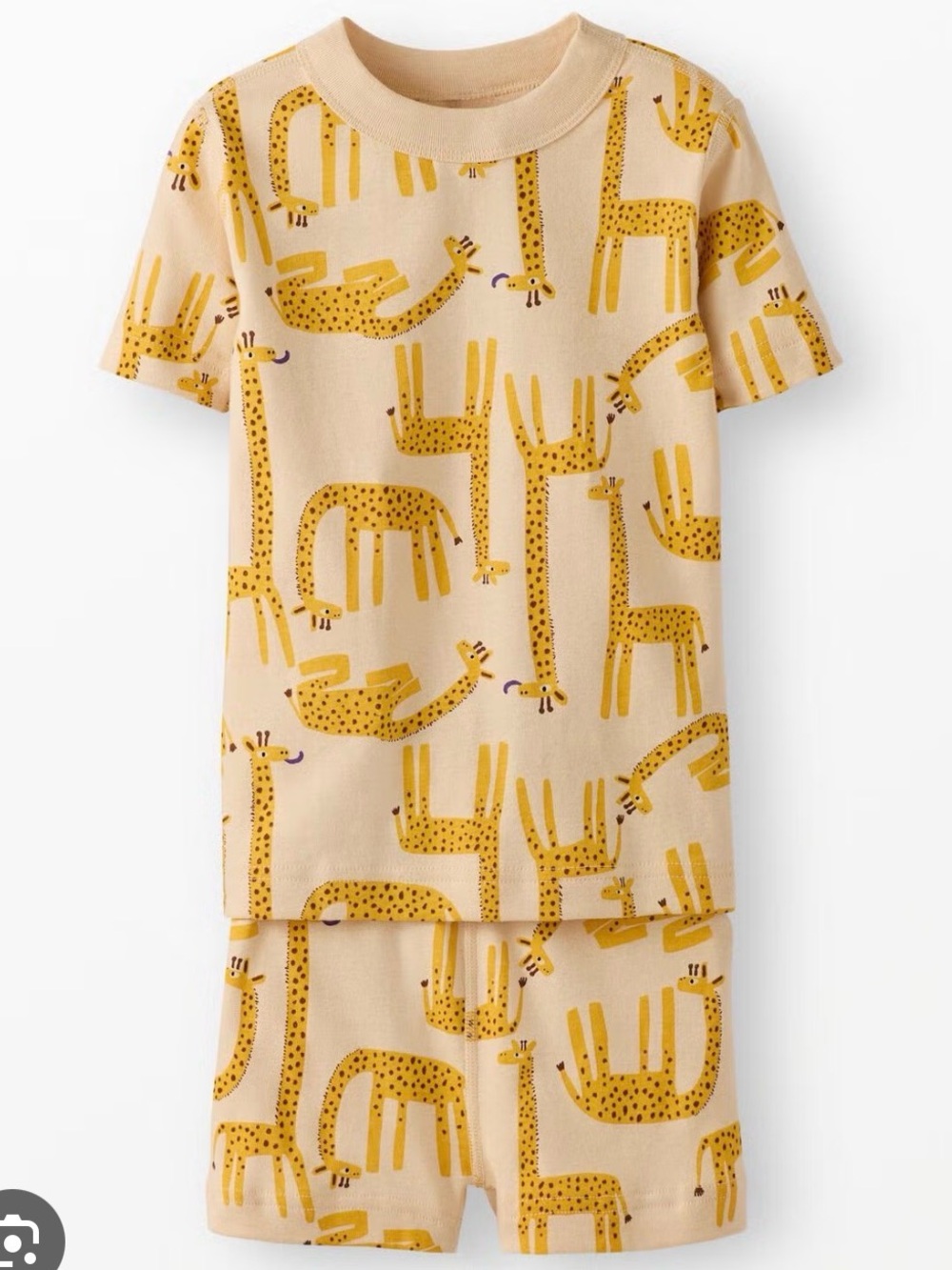Hanna Andersson Summer Short Sleeve Pajamas Set Giraffe Print Size 90 3T